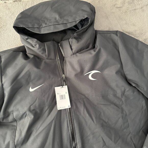 NWT Nike Team Black 550 Down Filled Parka Puffer Coat Men's 2XL XXL Customized - Picture 2 of 9